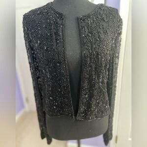Elegant Black Beaded Women's Jacket